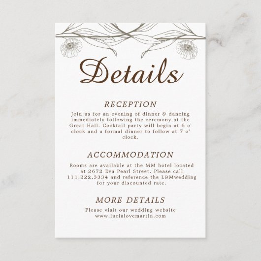 Elegant Comfort Licht Groen Bloemen Bruiloft Detai Informatiekaartje (Voorkant)