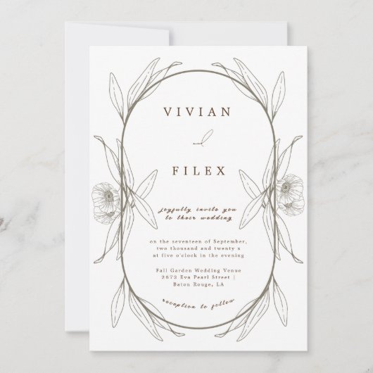 Elegant Comfort Light Green Floral Capsul Wedding Kaart (Voorkant)