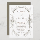 Elegant Comfort Light Green Floral Capsul Wedding Kaart (Voorkant / Achterkant)