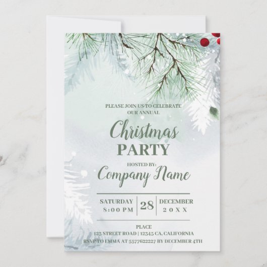 Elegant Company Cocktail-kerstfeest Uitnodiging (Voorkant)