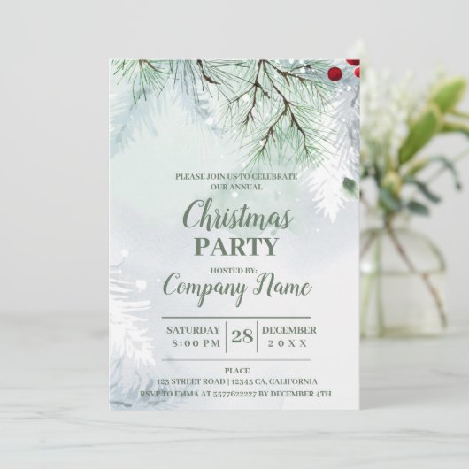 Elegant Company Cocktail-kerstfeest Uitnodiging (Staand voorkant)