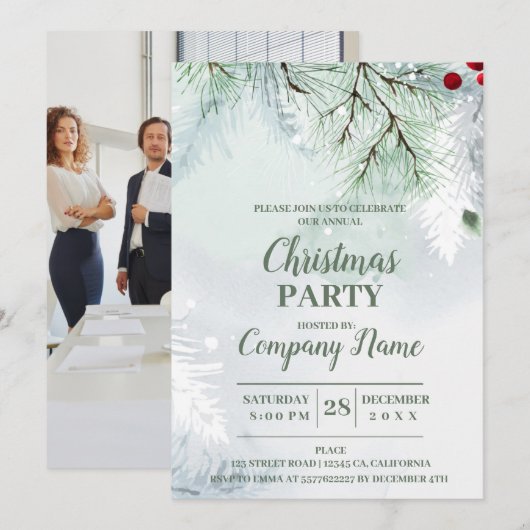 Elegant Company Cocktail-kerstfeest Uitnodiging (Voorkant / Achterkant)