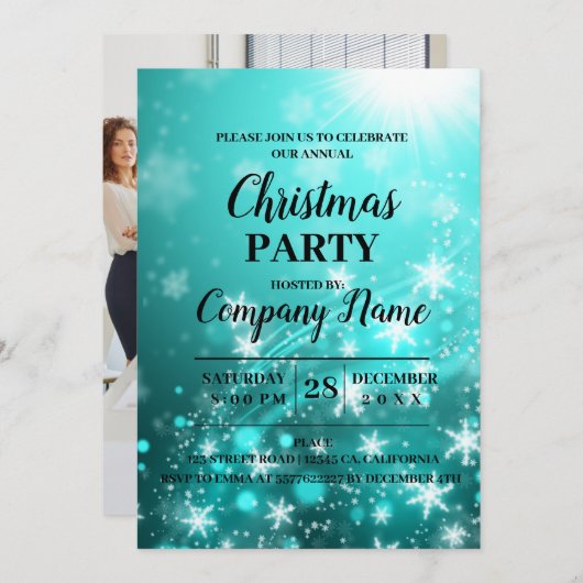 Elegant Company Cocktail-kerstfeest Uitnodiging (Voorkant / Achterkant)