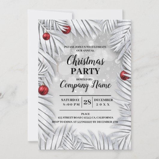 Elegant Company Cocktail-kerstfeest Uitnodiging (Voorkant)