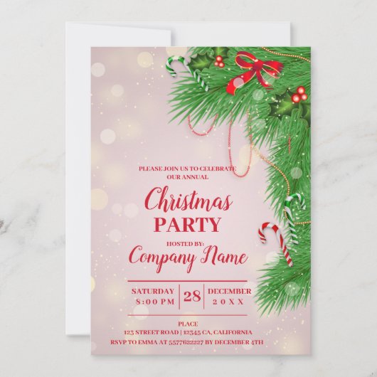 Elegant Company Cocktail-kerstfeest Uitnodiging (Voorkant)