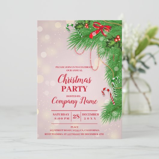 Elegant Company Cocktail-kerstfeest Uitnodiging (Staand voorkant)