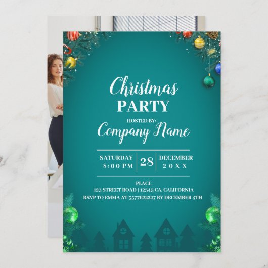 Elegant Company Cocktail Kerstparty Invita Kaart (Voorkant / Achterkant)