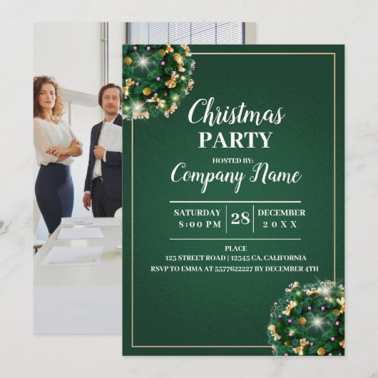 Elegant Company Cocktail Kerstparty Kaart (Voorkant / Achterkant)