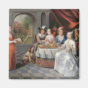 Elegant company dining in een loods zaal (panel) magneet