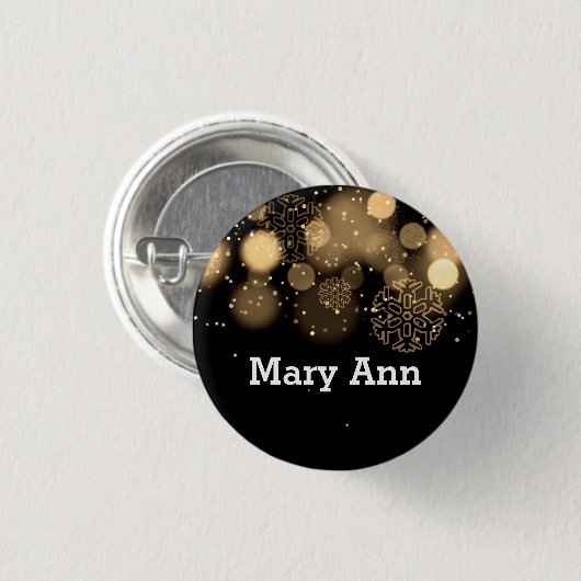 Elegant Company Kerstnaam Gold Ronde Button 3,2 Cm (Voorkant /achterkant)