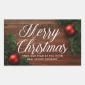 Elegant Company Merry Kerstmis Modern Custom Gift Rechthoekige Sticker (Voorkant)