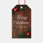 Elegant Company Merry Kerstmis Modern Custom Wood Cadeaulabel (Voorkant)