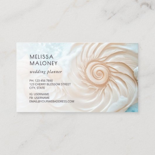 Elegant Conch Coastal Visitekaartje (Achterkant)