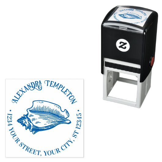 Elegant Conch Shell #2 Beachy Name Address Zelfinktende Stempel (In situ)