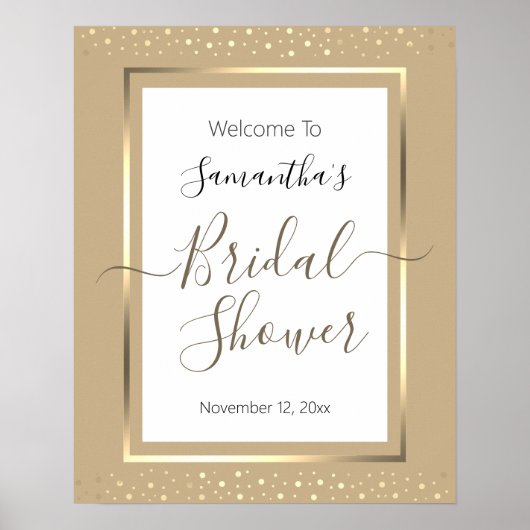 Elegant Confetti Bruiloft Feest Welkomstbord Poster (Voorkant)