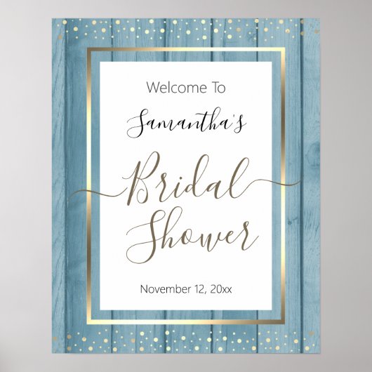 Elegant Confetti Bruiloftsfeest Welkomstbord Poster (Voorkant)