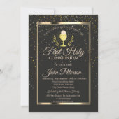 Elegant Confetti, eerste Heilige Communie Chalice Kaart (Voorkant)