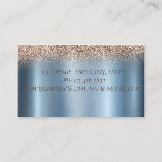 Elegant Confetti Glitter Blue Visitekaartje (Achterkant)