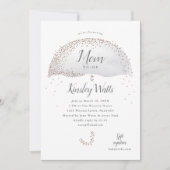 Elegant Confetti Glitter Umbrella Gray Baby shower Kaart (Voorkant)