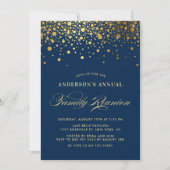 Elegant Confetti Gold Foil Blue Family Reunion Kaart (Voorkant)