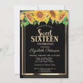 Elegant Confetti Gold Lijst Sunflower Sweet 16 Kaart (Voorkant)