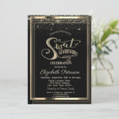 Elegant Confetti Gold Lijst Sweet 17 Birthday Kaart (Staand voorkant)