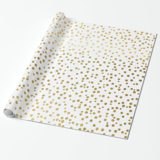 Elegant Confetti - Goudbedrukte Stippen Cadeaupapier (Uitgerold)