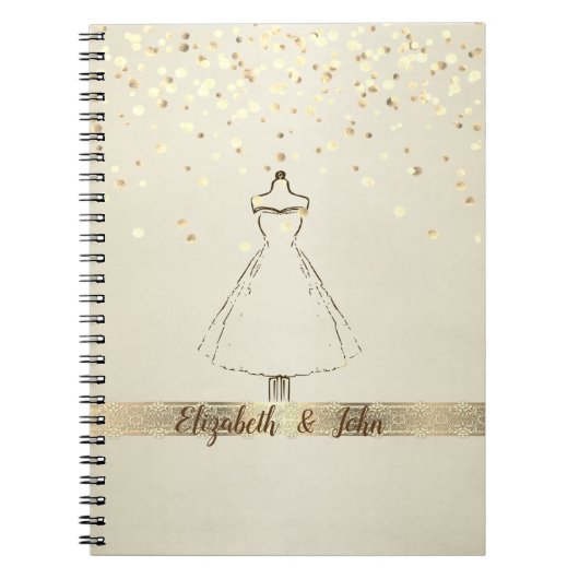 Elegant, Confetti, kant, dress Wedding Planner Notitieboek (Voorkant)