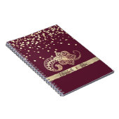 Elegant, Confetti, kant, goud, Paisley-Personalize Notitieboek (Rechterzijde)