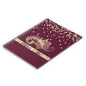 Elegant, Confetti, kant, goud, Paisley-Personalize Notitieboek (Linkerzijde)