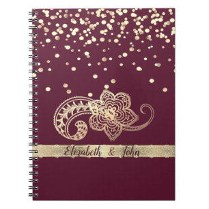 Elegant, Confetti, kant, goud, Paisley-Personalize Notitieboek
