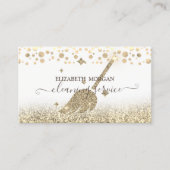 Elegant Confetti Maid Cleaning Gold Glitter Visitekaartje (Voorkant)