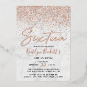 Elegant Confetti & Marble Sweet 16 Birthday Real Folie Uitnodiging (Voorkant)