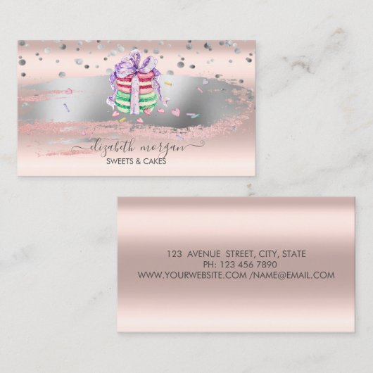 Elegant Confetti, penseelstreek, macro's Visitekaartje (Voorkant / Achterkant)