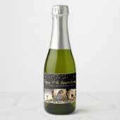 Elegant Confetti Photo Collage 50e Jubileum Sparkling Wijnetiket (Voorkant)