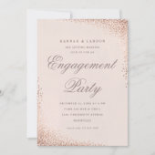 Elegant Confetti Roos Gold Engagement Party Kaart (Voorkant)