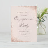 Elegant Confetti Roos Gold Engagement Party Kaart (Staand voorkant)