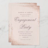 Elegant Confetti Roos Gold Engagement Party Kaart (Voorkant / Achterkant)