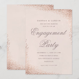 Elegant Confetti Roos Gold Engagement Party Kaart