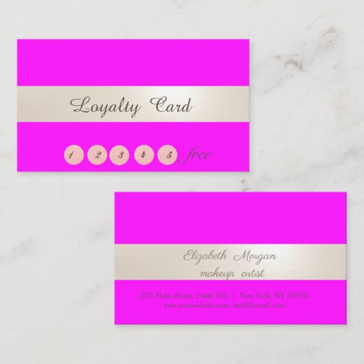 Elegant Confetti roze fluorescerend Klantenkaartje (Voorkant / Achterkant)