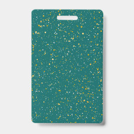 Elegant Confetti Space - Blauwgroen groen & goud,  Badge