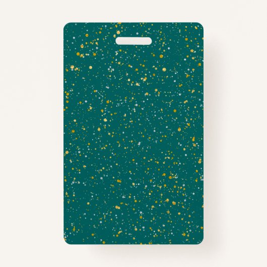 Elegant Confetti Space - Blauwgroen groen & goud, Badge (Voorkant)