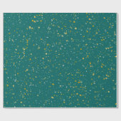 Elegant Confetti Space - Blauwgroen groen & goud,  Cadeaupapier (Vlak)