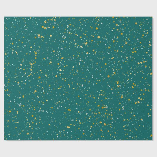 Elegant Confetti Space - Blauwgroen groen & goud,  Cadeaupapier (Vlak)