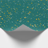 Elegant Confetti Space - Blauwgroen groen & goud,  Cadeaupapier (Hoek)