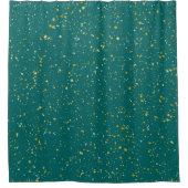 Elegant Confetti Space - Blauwgroen groen & goud,  Douchegordijn (Voorkant)