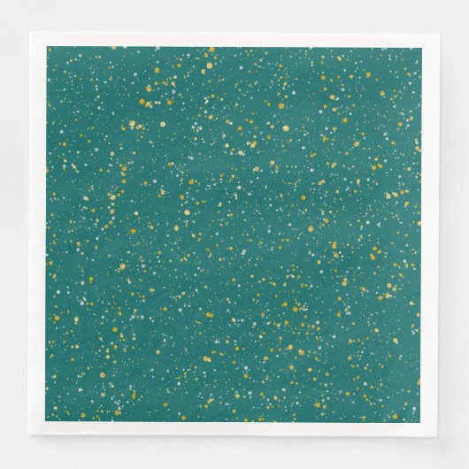 Elegant Confetti Space - Blauwgroen groen & goud,  Servet (Voorkant)
