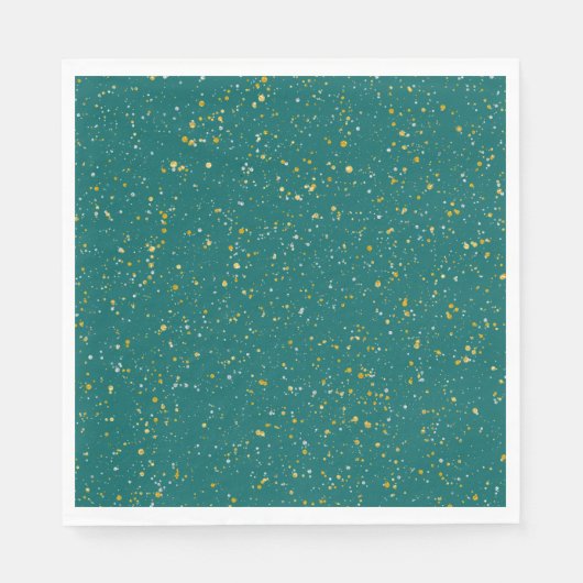 Elegant Confetti Space - Blauwgroen groen & goud, Servetten (Voorkant)