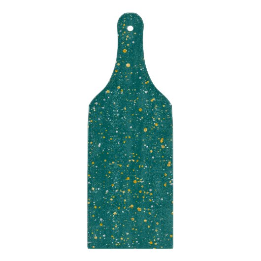 Elegant Confetti Space - Blauwgroen groen & goud,  Snijplank (Voorkant)