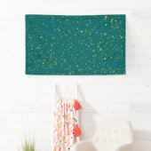 Elegant Confetti Space - Blauwgroen groen & goud,  Spandoek (Insitu)